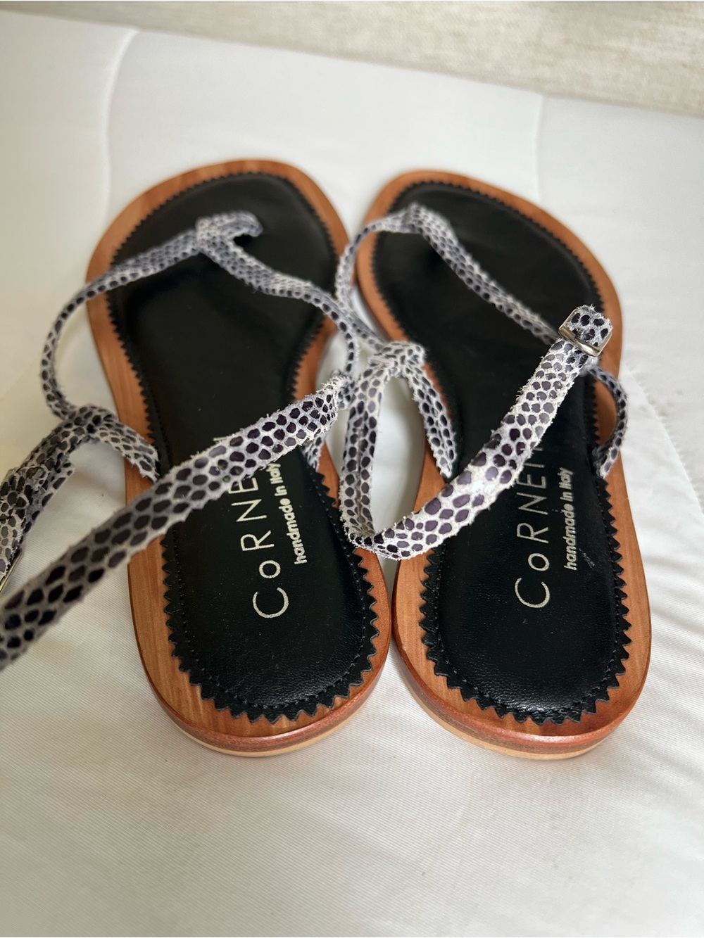 Cornetti handmade Italian snake-print leather sandals size 37 - Picture 4 of 7